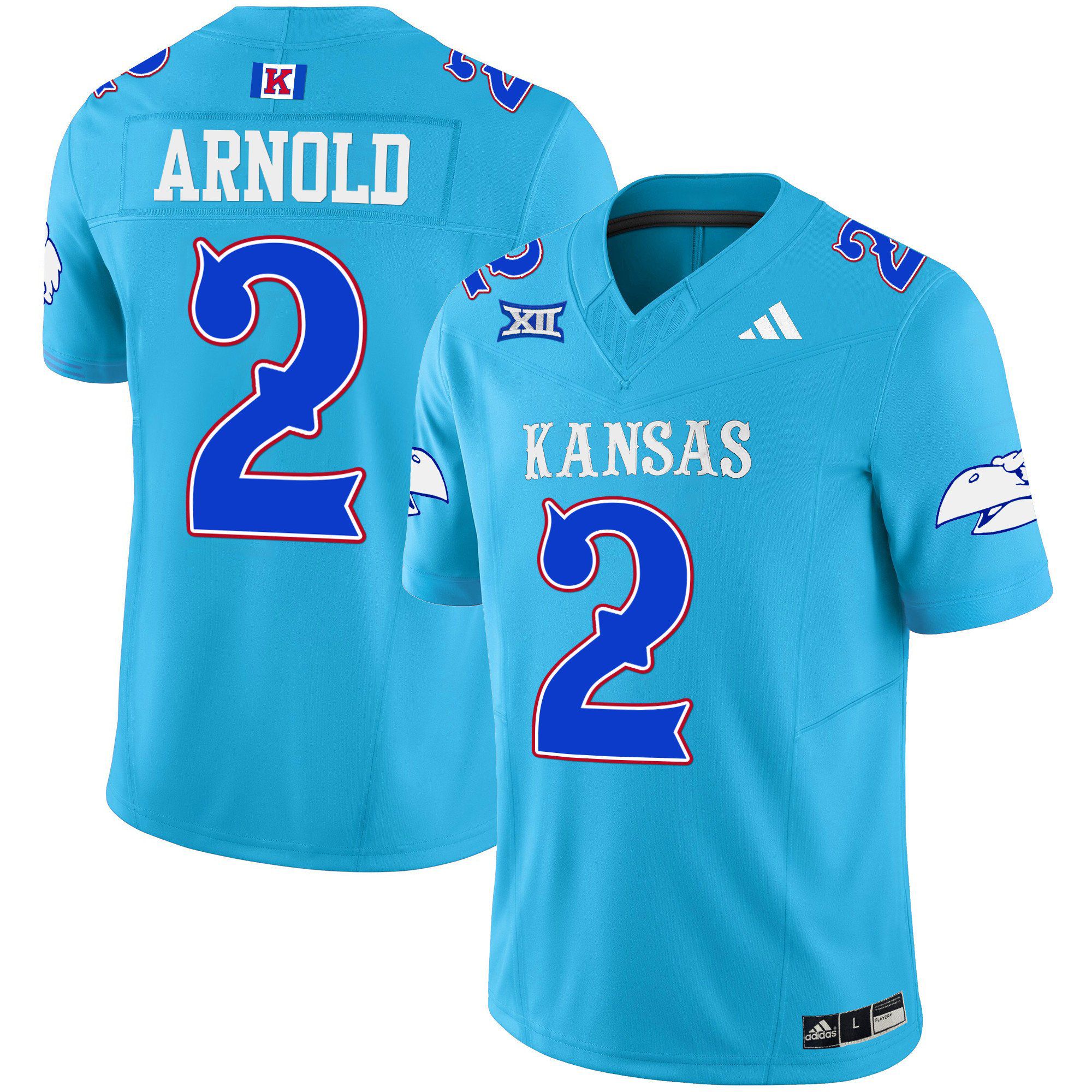 Men Kansas Jayhawks #2 Arnold Light Blue 2024 Blackhawk Vapor Limited NCAA Jersey->indianapolis colts->NFL Jersey